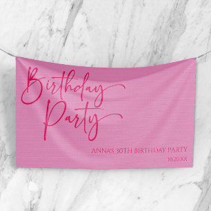 Banderoles Hot rose moderne minimaliste fête d'anniversaire