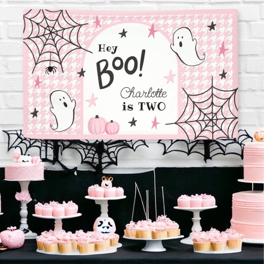 Banderoles Houndstooth rose Halloween Ghost Anniversaire Hey