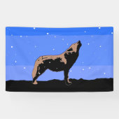 Banderoles Howling Wolf en hiver - Art faunique original (Horizontal)