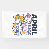 Banderoles Hugs d'avril et nez mouillé - Cute chien et chat a (Horizontal)