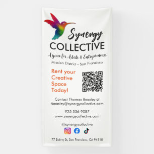 Banderoles Hummingbird Modern Business Logo Code QR