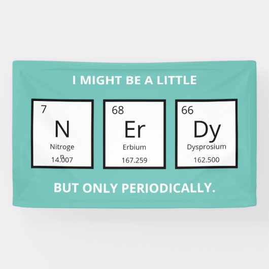 Banderoles Humour de table périodique Nerdy | Funny Science P (Horizontal)
