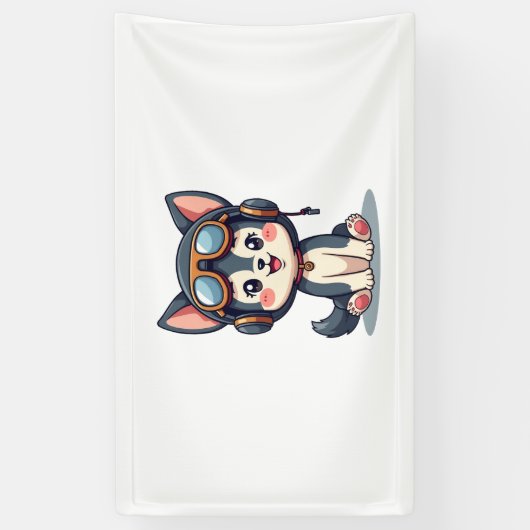 Banderoles Husky Pilot Amoureux des chiens Malamute (Vertical)