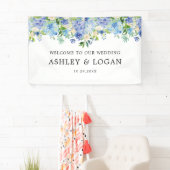 Banderoles Hydrangea Aquarelle Florale Mariage Bienvenue (En situation)