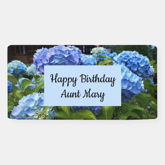 Banderoles Hydrangea Bleu Botanique Fleurale Anniversaire (Horizontal)