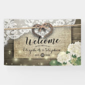 Banderoles Hydrangea de Fers à Cheval Bois Rustique Mariage B (Horizontal)