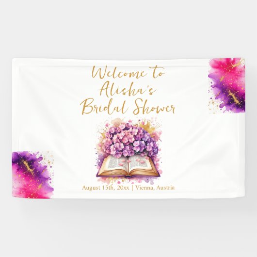Banderoles Hydrangea Happily Ever After Shower de Mariage (Horizontal)