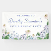 Banderoles Hydrangea Rose 19e anniversaire Bienvenue (Horizontal)