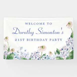 Banderoles Hydrangea Rose 21e anniversaire Bienvenue