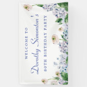 Banderoles Hydrangea Rose 80e anniversaire Bienvenue (Vertical)