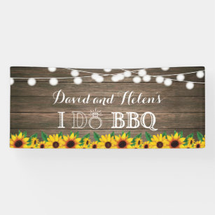 Banderoles I DO BBBQ Sunflower Rustic Wood Mariage Engagement