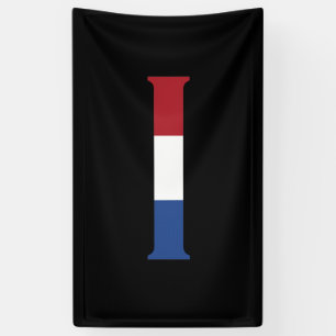 Banderoles I Monogramme superposé sur le drapeau NLD sur bk b