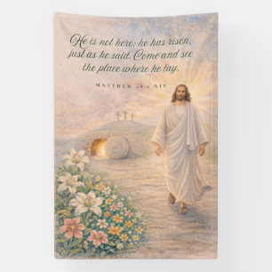 Banderoles Il est ressuscité – Matthieu 28:6 Verset biblique