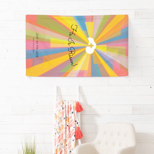 Banderoles Il Est Ressuscité Résurrection (En situation)