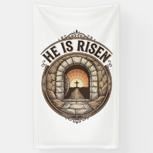 Banderoles Il Est Ressuscité Vintage Pâques Croix T-Shirt