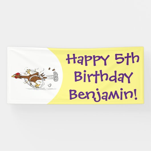 Banderoles Illustration amusante de poulet cool (Horizontal)