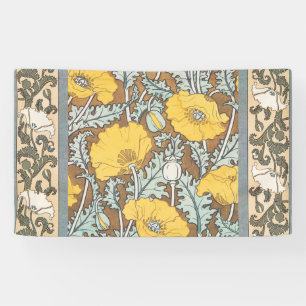 Banderoles Illustration Art Nouveau Poppy Fleur Jaune