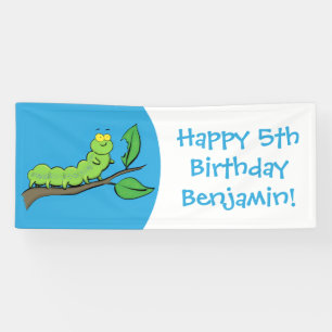 Banderoles Illustration de bande dessinée de chenille verte m