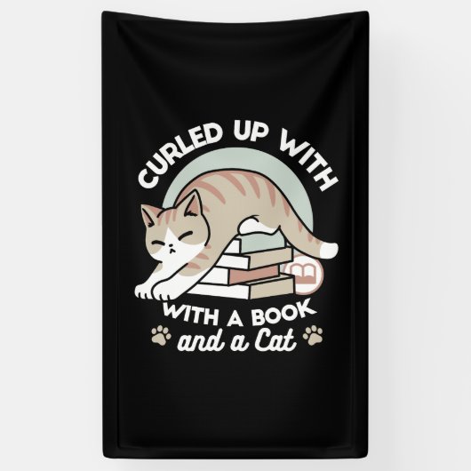 Banderoles Illustration de chat Lover - Curled Up & Cosy (Vertical)