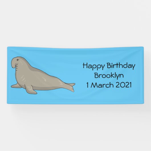 Banderoles Illustration de dessin de phoque éléphant (Horizontal)
