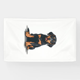 Banderoles Illustration de dos de chien noir et bronzé vintag