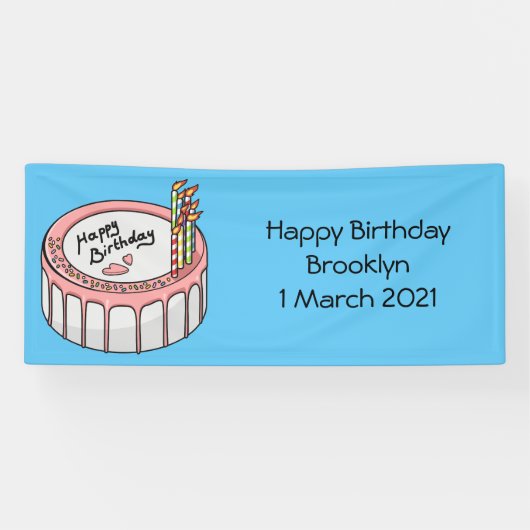 Banderoles Illustration de gâteau d'anniversaire (Horizontal)