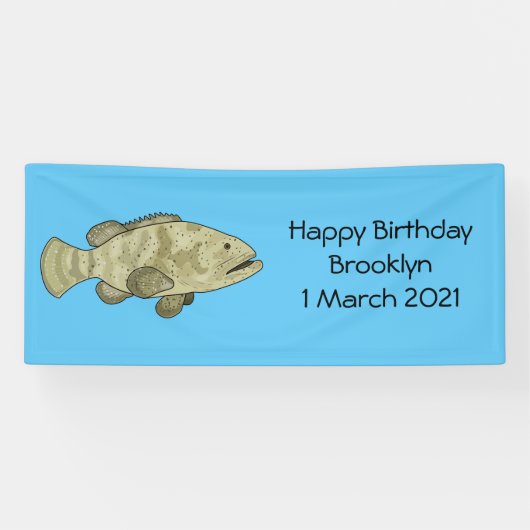 Banderoles Illustration de la caricature du poisson de mérou (Horizontal)