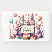 Banderoles Illustration de la fête de l'anniversaire du chat  (Horizontal)