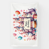 Banderoles Illustration de la fête de l'anniversaire du chat  (Verticale)