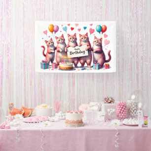 Banderoles Illustration de la fête de l'anniversaire du chat