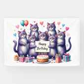 Banderoles Illustration de la fête de l'anniversaire du chat  (Horizontal)
