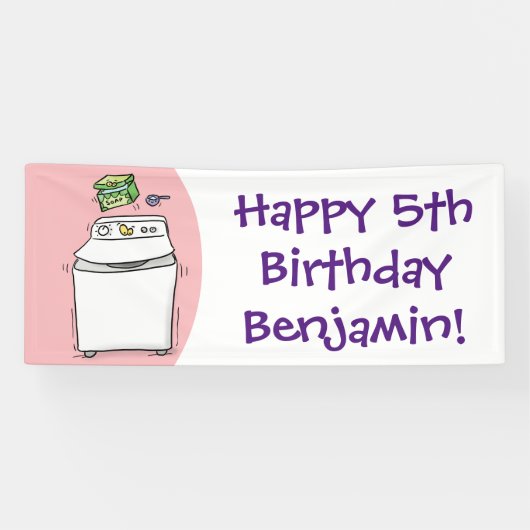 Banderoles Illustration de lave-linge mignonne (Horizontal)