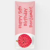 Banderoles Illustration de litchee rose mignon (Vertical)