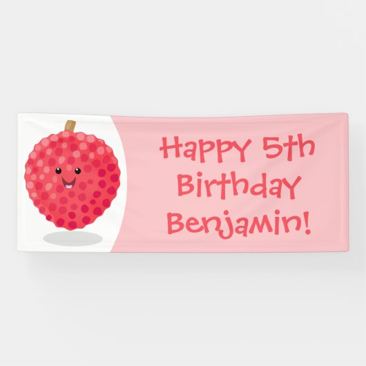 Banderoles Illustration de litchee rose mignon (Horizontal)