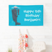 Banderoles Illustration de mignons baleines et voiliers (En situation)