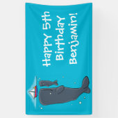 Banderoles Illustration de mignons baleines et voiliers (Vertical)