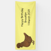 Banderoles Illustration de poulet à la polis chamois (Vertical)