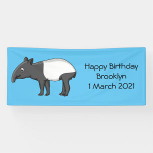 Banderoles Illustration de tapir de dessin animé mignon et he