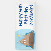 Banderoles Illustration drôle de morse joyeux (Vertical)