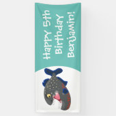 Banderoles Illustration drôle de piranha affamée (Vertical)