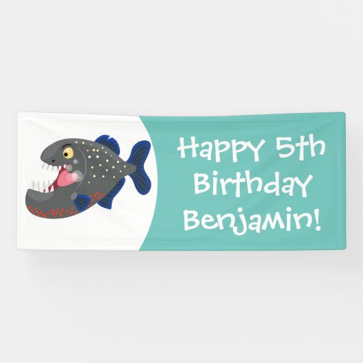 Banderoles Illustration drôle de piranha affamée (Horizontal)