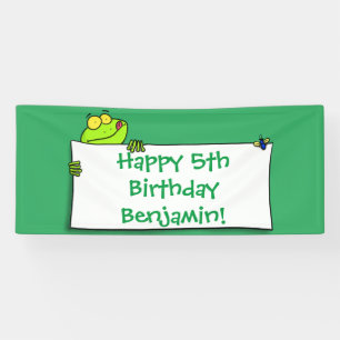 Banderoles Illustration du panneau de grenouille verte mignon