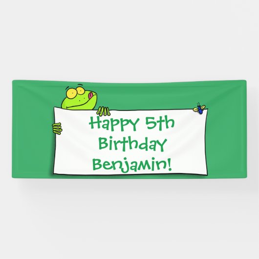 Banderoles Illustration du panneau de grenouille verte mignon (Horizontal)