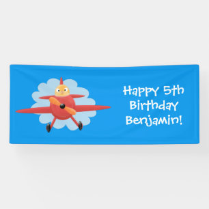 Banderoles Illustration d'un avion rouge volant mignon