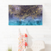 Banderoles Image florale de mandala et de confettis d'or (En situation)