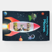 Banderoles Immense Trois avec photos | 3e Anniversaire Space  (Horizontal)
