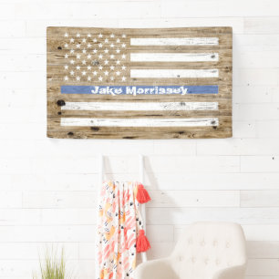 Banderoles Impression de bois rustique drapeau américain Thin