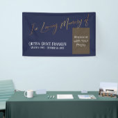 Banderoles In Love Memory of Gold Navy Blue avec espace photo (Salon professionnel)