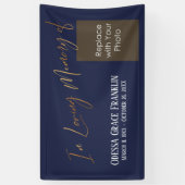 Banderoles In Love Memory of Gold Navy Blue avec espace photo (Vertical)