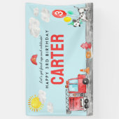 Banderoles Incendie Camion Anniversaire de enfant pompier (Vertical)